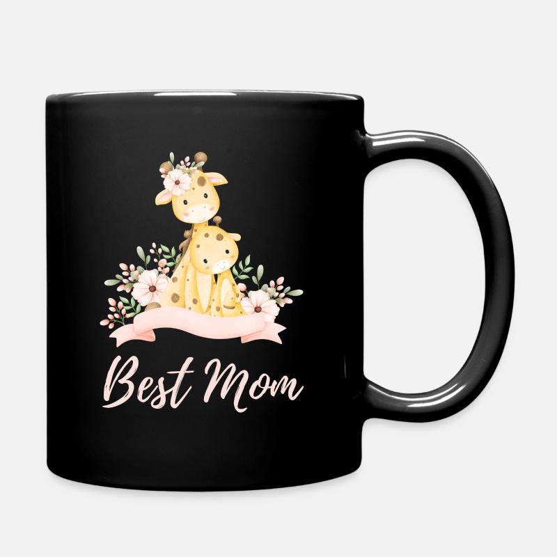 Meilleure maman girafes mère enfants fleurs amour de mère - Mug uni - noir