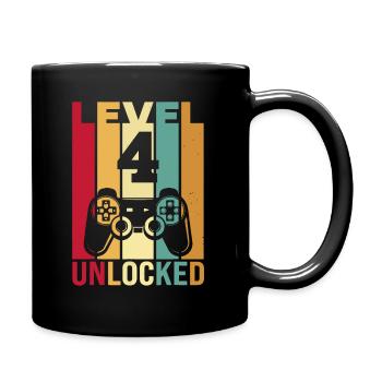 Four 4yr 4 Birthday Boy Son Funny Gamer 4th Years - Full Colour Mug - black - Right