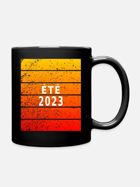 Eté 2023, rouge - orange - jaune - Mug uni - noir