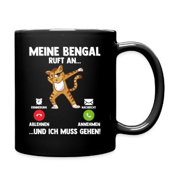 Katze Bengalkatze - Tasse einfarbig - Schwarz - Rechts