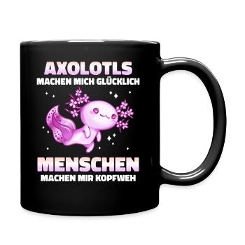 Axolotl Schwanzlurch Axolotls - Tasse einfarbig - Schwarz - Rechts