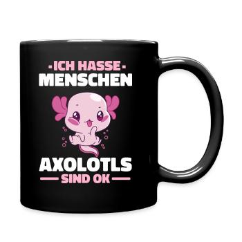 Axolotl Schwanzlurch Axolotls - Tasse einfarbig - Schwarz - Rechts