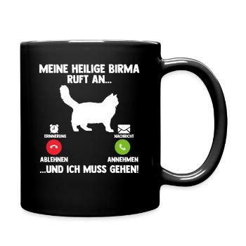 Heilige Birma Katze - Tasse einfarbig - Schwarz - Rechts