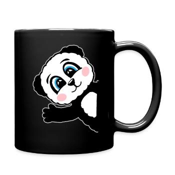 Panda Pandabär Geschenk Damen Herren Kinder - Tasse einfarbig - Schwarz - Rechts