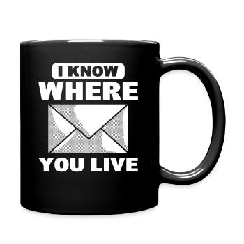 Je sais où tu habites facteur - Mug uni - noir - Droite