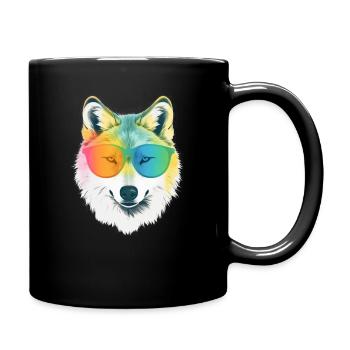 White Wolf Rainbow Sunglass Frame Wolves Graphique - Mug uni - noir - Droite