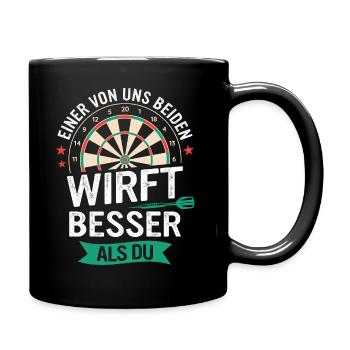 Dart Darts Dartspieler Dartsport - Tasse einfarbig - Schwarz - Rechts