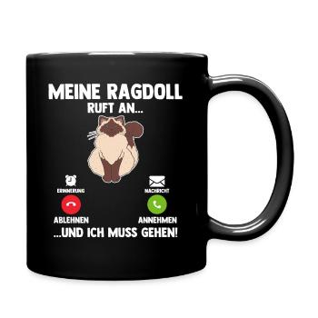 Ragdollkatze Katze - Tasse einfarbig - Schwarz - Rechts