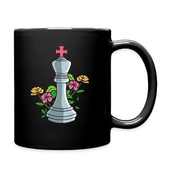 Königin Schachfigur mit Blumen Schachmeister - Tasse einfarbig - Schwarz - Rechts