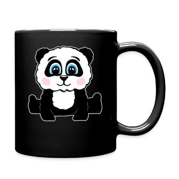 Panda Pandabär Geschenk Damen Herren Kinder - Tasse einfarbig - Schwarz - Rechts