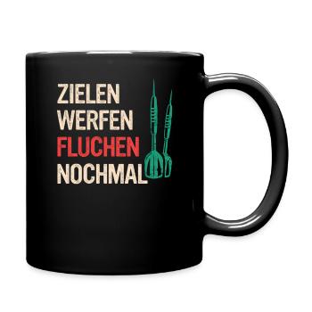 Dart Darts Dartspieler Dartsport - Tasse einfarbig - Schwarz - Rechts