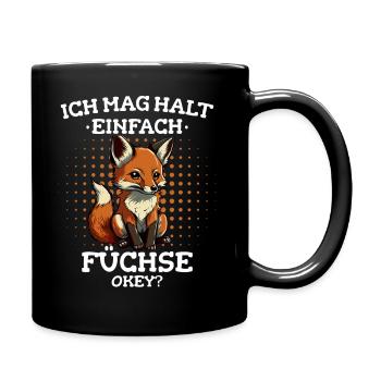 Fuchs Füchse Wildtier Waldtier Rotfuchs - Tasse einfarbig - Schwarz - Rechts