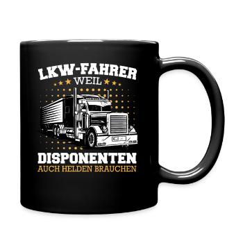 LKW Fahrer Fernfahrer Lastkraftwagenfahrer - Tasse einfarbig - Schwarz - Rechts