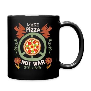 Friedenssymbol Friedenszeichen Pizza-Spruch No-War - Tasse einfarbig - Schwarz - Rechts