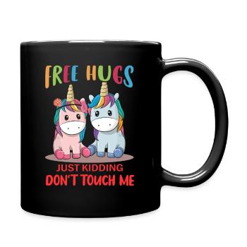 Pas de câlins gratuits Drôles de dictons ironiques Licornes - Mug uni - noir - Droite