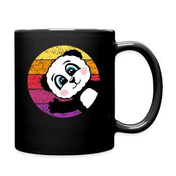 Panda Retro Panda Bear Gift Women Men Kids - Full Colour Mug - black - Right