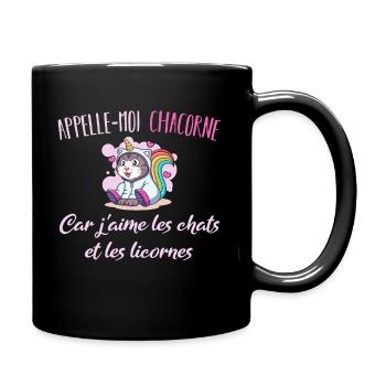 Appelle-moi Chacorne J'aime Chat Licorne Cadeau - Mug uni - noir - Droite