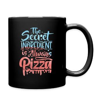 Pizza Saying, Pizzeria, Italian Pizza, Typography - Full Colour Mug - black - Right