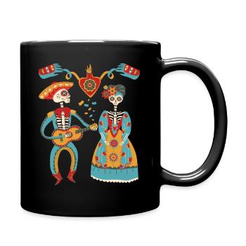 Dia de Muertos, Saint-Valentin, Guitare Skeleton Couple - Mug uni - noir - Droite