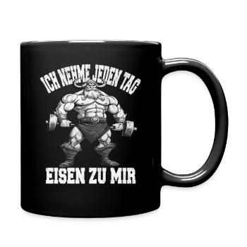Ich Nehme Jeden Tag Eisen Zu Mir Gym Bodybuilding - Tasse einfarbig - Schwarz - Rechts