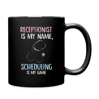 Réceptionniste est mon nom la planification est mon jeu - Mug uni - noir - Droite