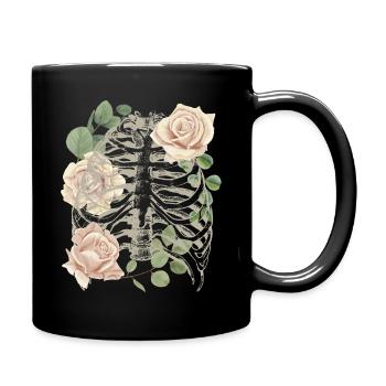Squelette vintage avec roses, néo-gothique - Mug uni - noir - Droite