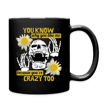 Comic Totenkopf Skull lustiger Spruch Skeletthände - Tasse einfarbig - Schwarz - Rechts