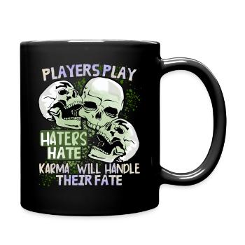 Comic Totenkopf Skull lustiger Schicksal-Spruch - Tasse einfarbig - Schwarz - Rechts
