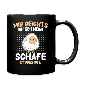 Schafe Schafherde Bauernhof Landwirt Schäfer - Tasse einfarbig - Schwarz - Rechts