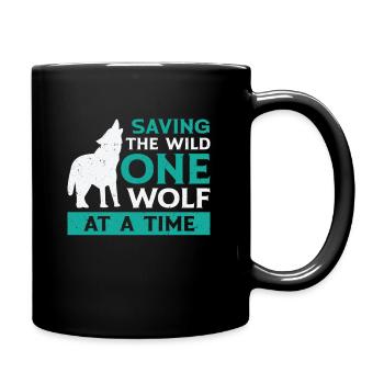 Welttierschutztag Wolf Kunst Wildlife - Tasse einfarbig - Schwarz - Rechts
