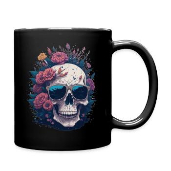 Flower Skull - Tasse einfarbig - Schwarz - Rechts