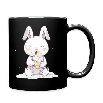 Gâterie estivale : Lapin avec crème glacée - Mug uni - noir - Droite