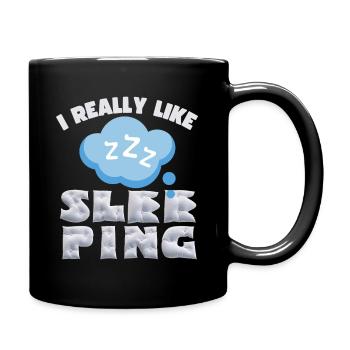 Sleep, sleep, funny saying with pillows - Full Colour Mug - black - Right
