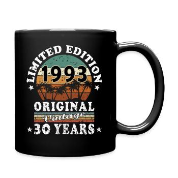 1993 30. Geburtstag - Tasse einfarbig - Schwarz - Rechts