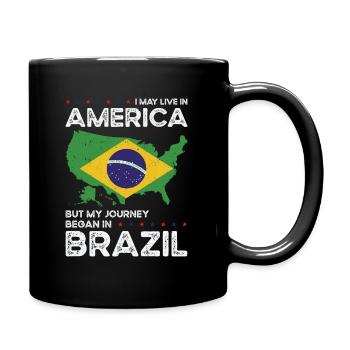 Born Brazilian Brazil American USA Citizenship - Full Colour Mug - black - Right