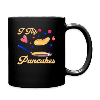 Pancake Maker Flipping Breakfast Pancake Day - Full Colour Mug - black - Right