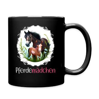 Pferdemädchen Pferdeshirt Pferde Fohlen Mädchen - Tasse einfarbig - Schwarz - Rechts