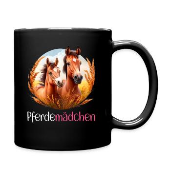 Pferdemädchen Pferdeshirt Pferd Sommer Mädchen - Tasse einfarbig - Schwarz - Rechts