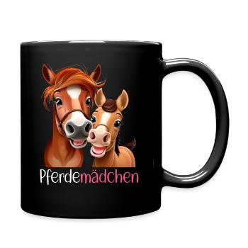 Pferdemädchen Pferdeshirt Pferd Comic Mädchen Süß - Tasse einfarbig - Schwarz - Rechts
