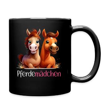 Pferdemädchen Pferdeshirt Pferd Dressur Mädchen - Tasse einfarbig - Schwarz - Rechts