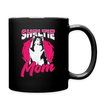 Sheltie Maman Chien Shetland Chien de berger Amoureux Cadeau - Mug uni - noir - Droite
