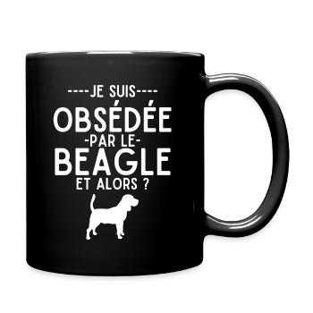 Obsédée par le beagle - Mug uni - noir - Droite