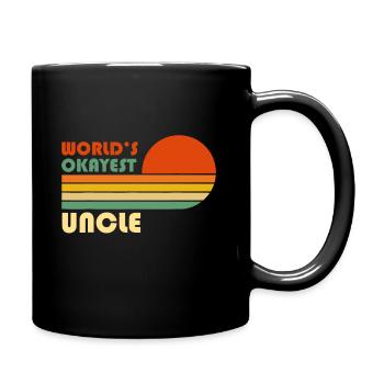 Mens World's Okayest Uncle - Funny Retro Vintage - Full Colour Mug - black - Right