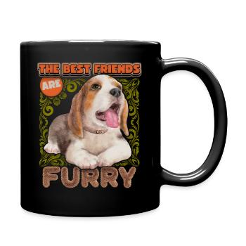 Beagle dog, beagle puppy, vintage watercolor saying - Full Colour Mug - black - Right