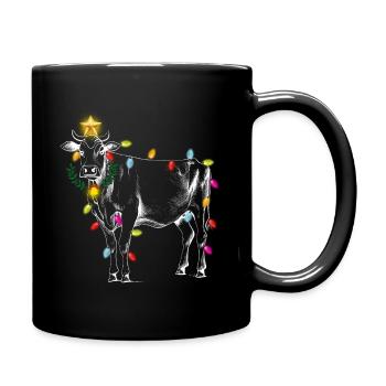 Cow Tree Farmer Vintage Christmas Tree Xmas Cow Fa - Tasse einfarbig - Schwarz - Rechts