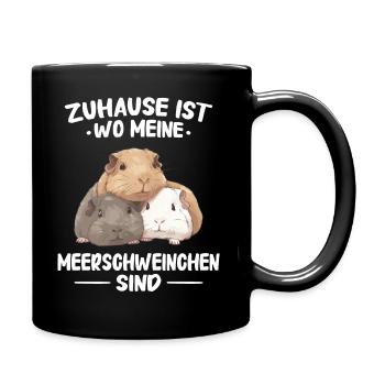 Meerschweinchen Kurzhaar Langhaar Crested - Tasse einfarbig - Schwarz - Rechts