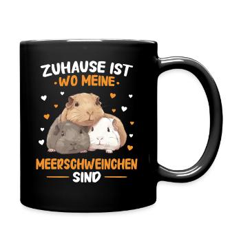 Meerschweinchen Kurzhaar Langhaar Crested - Tasse einfarbig - Schwarz - Rechts