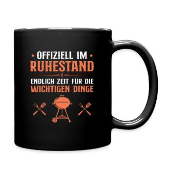 Rente Pension Grillen Rentner Geschenk - Tasse einfarbig - Schwarz - Rechts