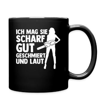Baumfäller Kettensäge Zimmermann Holzfäller - Tasse einfarbig - Schwarz - Rechts
