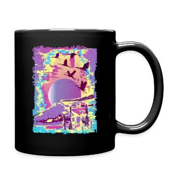 Art japonais Japon Bloc de bois Vaporwave Synthwave - Mug uni - noir - Droite